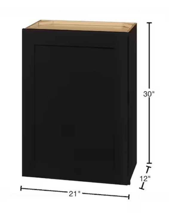 Avondale 21 in. W x 12 in. D x 42 in. H Ready to Assemble Plywood Shaker Wall Kitchen Cabinet in Raven Black