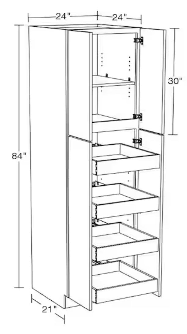 24 in. W x 96 in. H x 24 in. D Ready To Assemble Plywood Shaker Utility Pantry Cabinet in Dove Gray