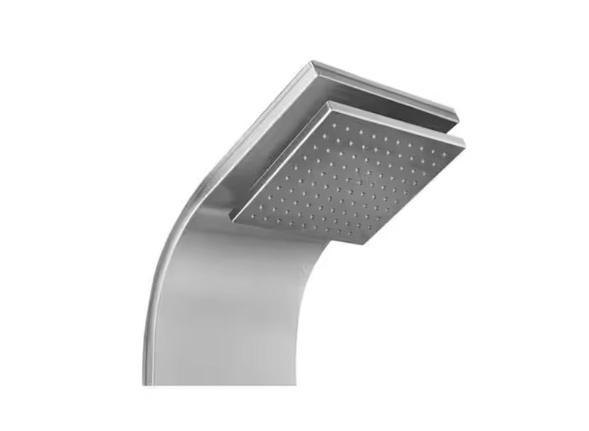 65 in. 8-Jet Shower Panel System in Stainless Steel with Adjustable Rainfall Shower Head, Handshower Wand and Tub Spout