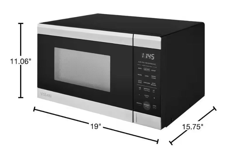 19 in. 0.9 cu. ft. 900-Watt Countertop Microwave Oven in Stainless Steel with Convection and Air Fry