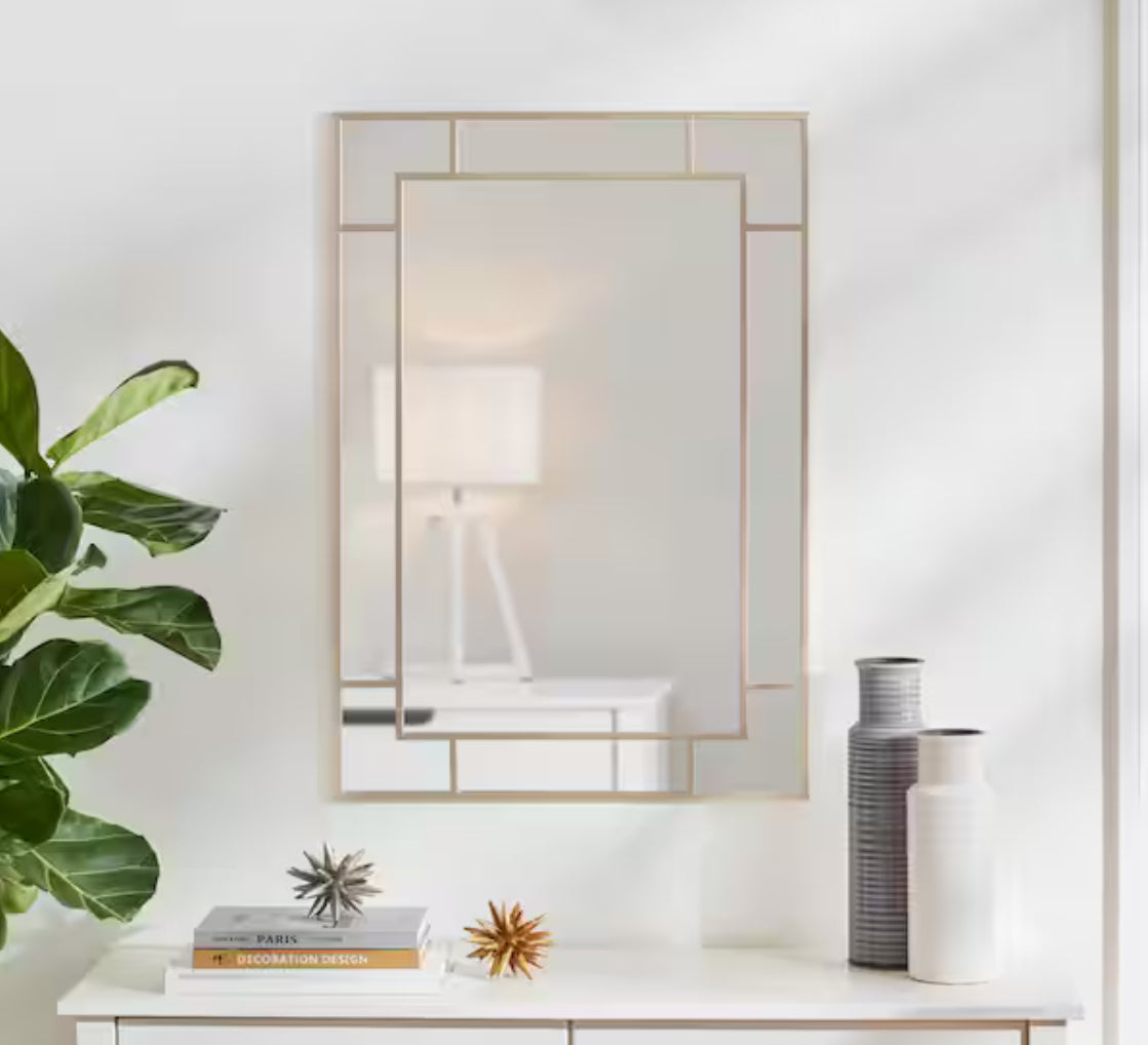 Medium Rectangle Champagne Classic Accent Mirror (36 in. H x 24 in. W)