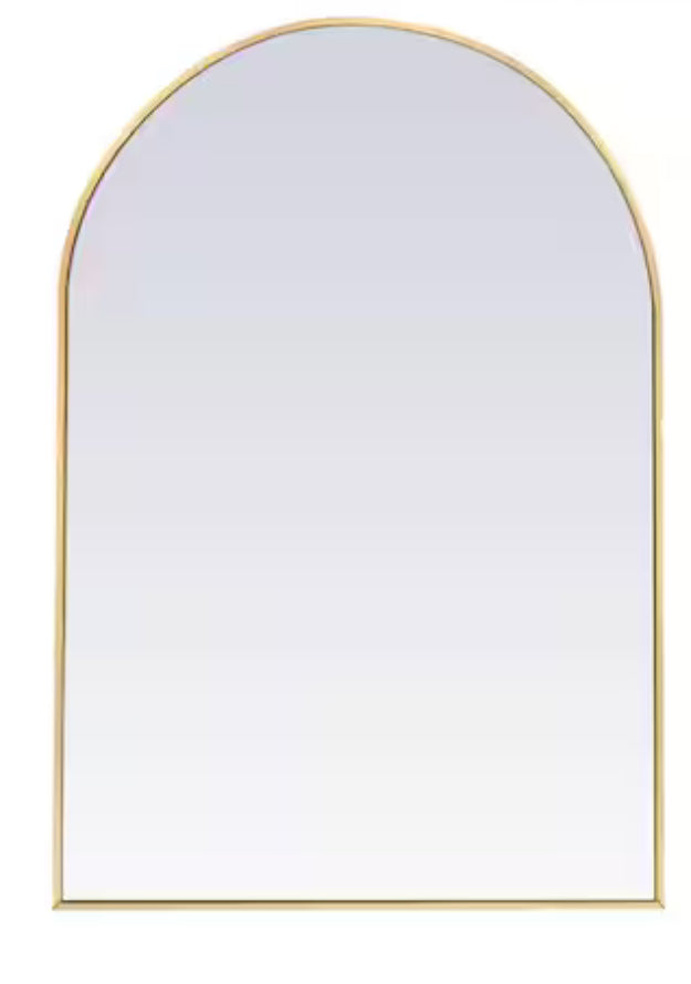 24 in. W x 36 in. H Gold Vanity Arched Wall Mirror Aluminum Alloy Frame Bathroom Mirror
