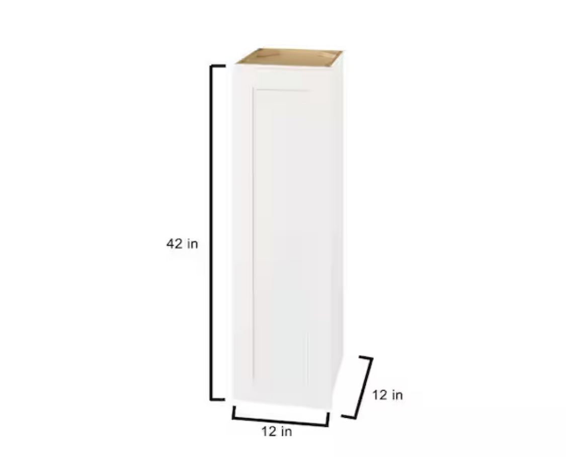 Avondale Shaker Alpine White Quick Assemble Plywood 12 in Wall Kitchen Cabinet (12 in W x 42 in H x 12 in D)
