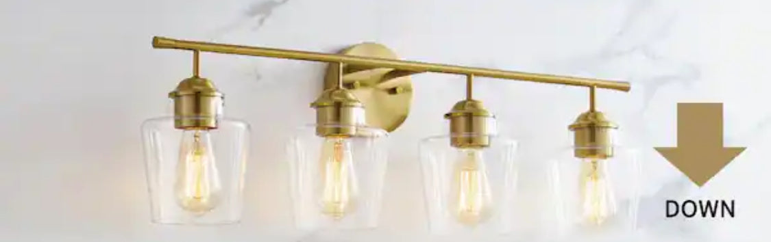 Pavlen 24 in. 3-Lights Antique Brass Vanity Light with Clear Glass Shades