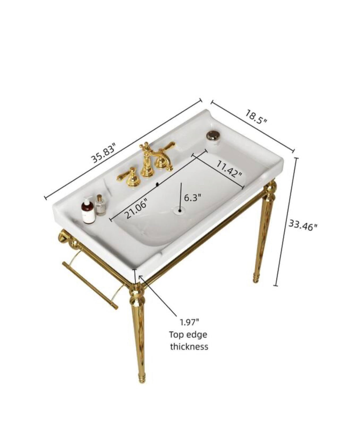 Modern 36 in. Ceramic Console Sink (Top only)
