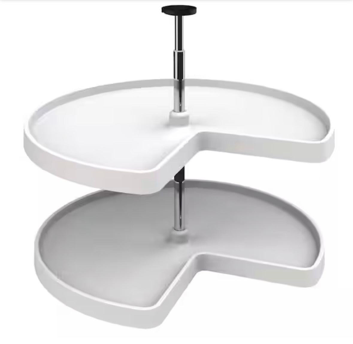 2-Shelf White 28 in. Lazy Susan Kidney Polymer
