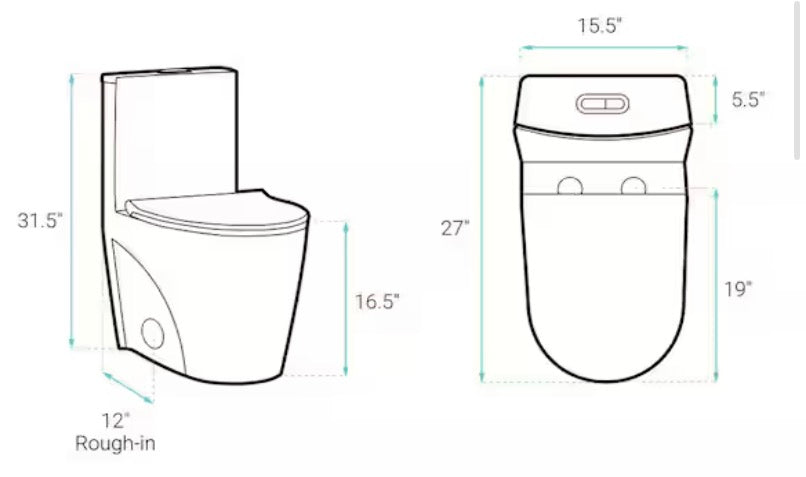 St. Tropez 1-Piece 1.1/1.6 GPF Dual Flush Elongated Toilet in Bisque Seat Included