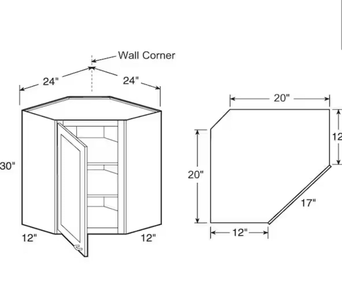 Richmond Verona White Plywood Shaker Ready to Assemble Corner Kitchen Cabinet Soft Close 20 in W x 12 in D x 30 in H