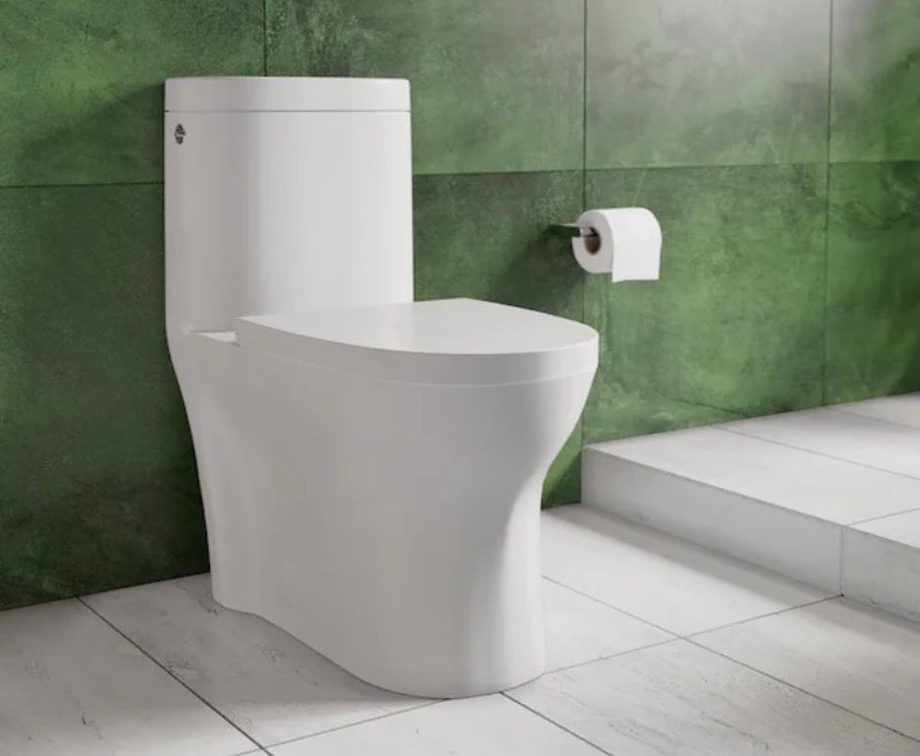 Monaco 1-Piece 1.1/1.6 GPF Dual Touchless Flush Elongated Toilet in White, Seat Included