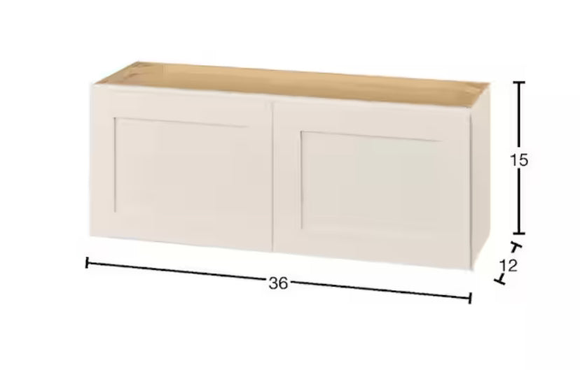 Avondale 36 in. W x 12 in. D x 15 in. H Ready to Assemble Plywood Shaker Wall Bridge Kitchen Cabinet in Antique White