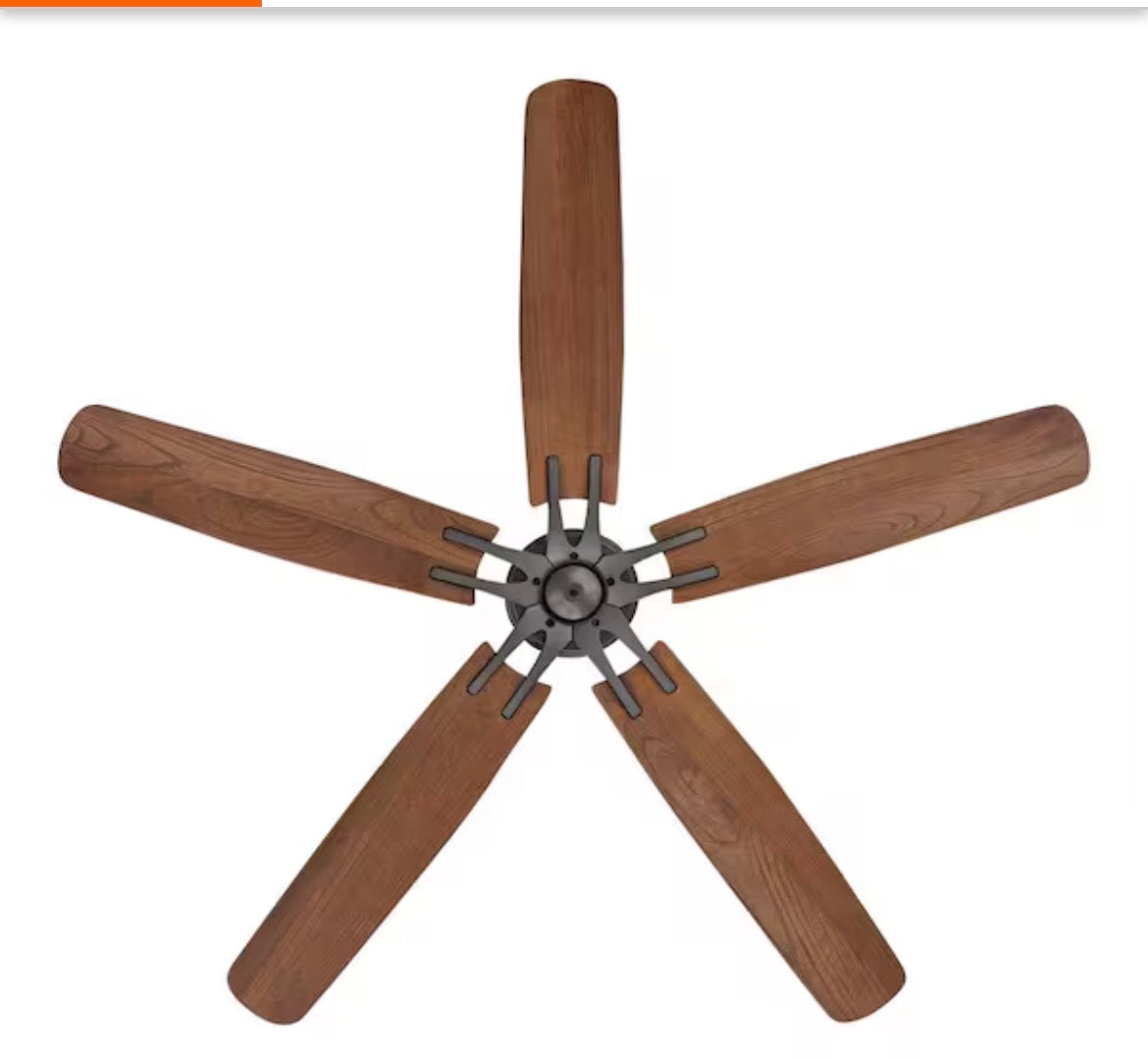 Danetree 60 in. Indoor/Outdoor Natural Iron Ceiling Fan with Hand Carved Wood Blades and Pull Chain Included