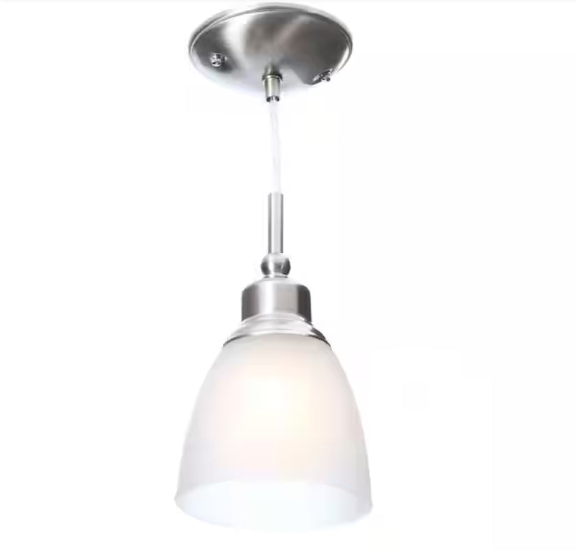 Riverbrook 1-Light Brushed Nickel Mini Pendant with Frosted White Glass Shade (3-Pack)