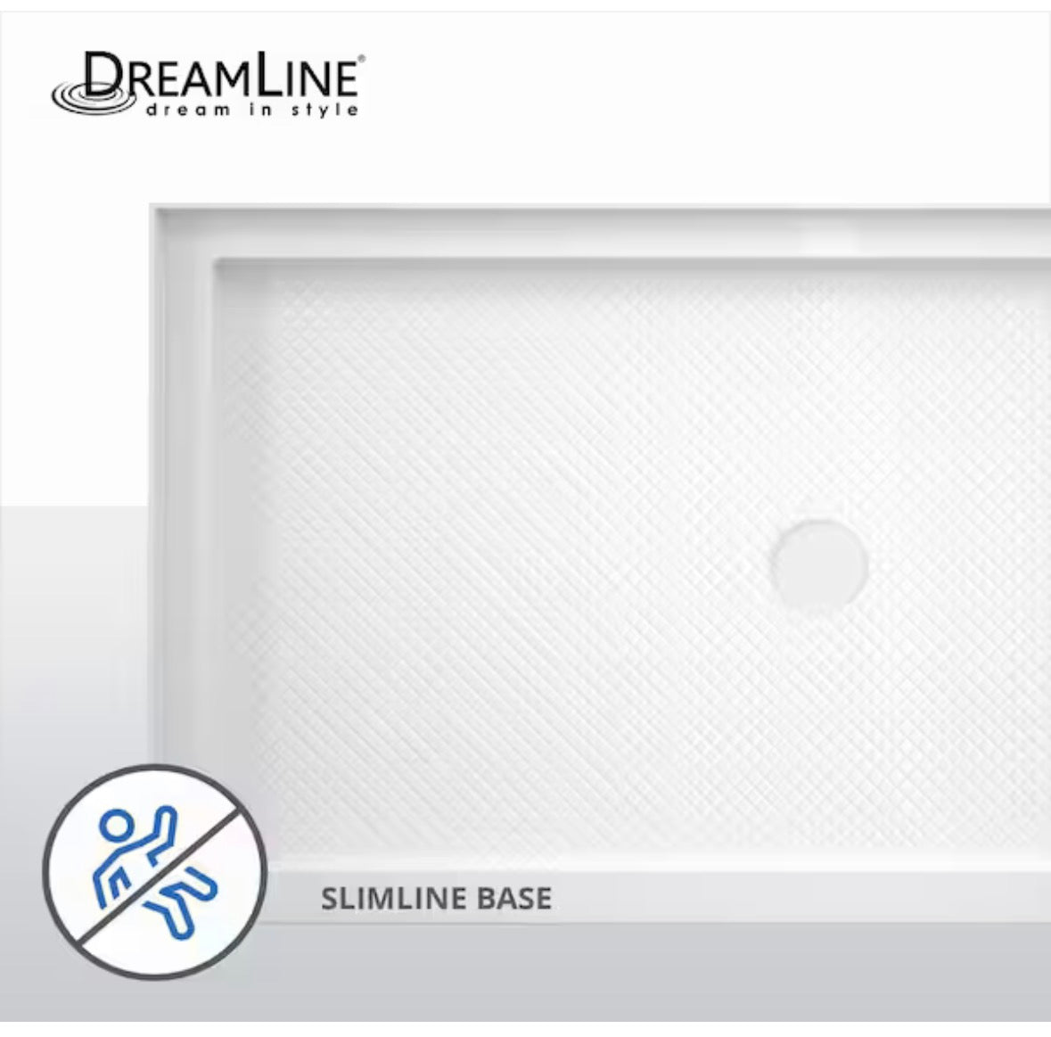 SlimLine 60 in. x 34 in. Single Threshold Shower Pan Base in White with Left Hand Drain