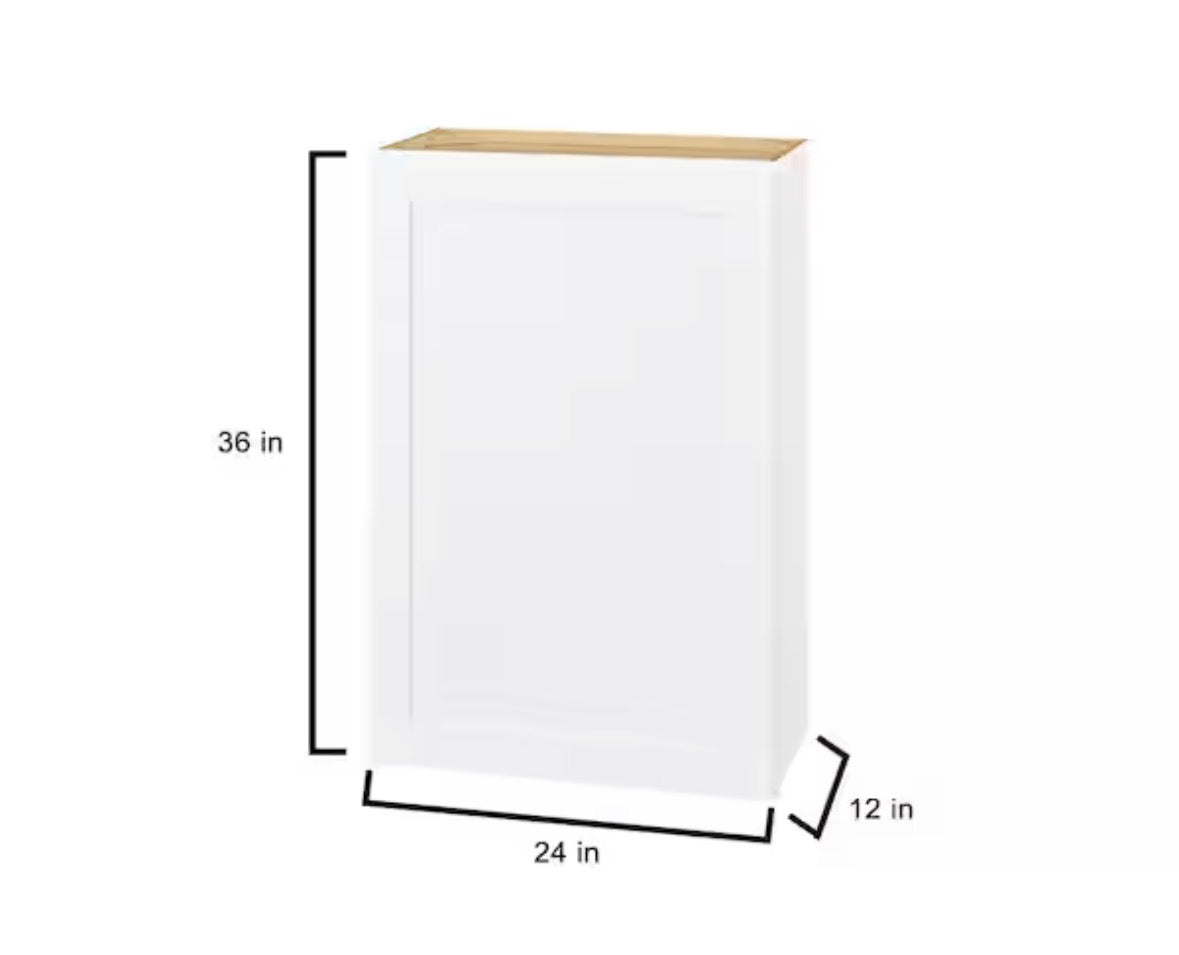 Avondale 24 in. W x 12 in. D x 36 in. H Ready to Assemble Plywood Shaker Wall Kitchen Cabinet in Alpine White