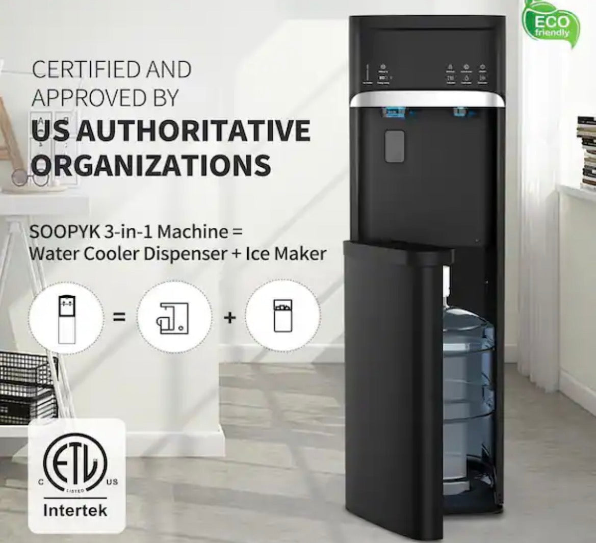3 or 5 gal. Bottom Load Water Dispenser in Black with 3 in 1 Hot and Cold Water Functions