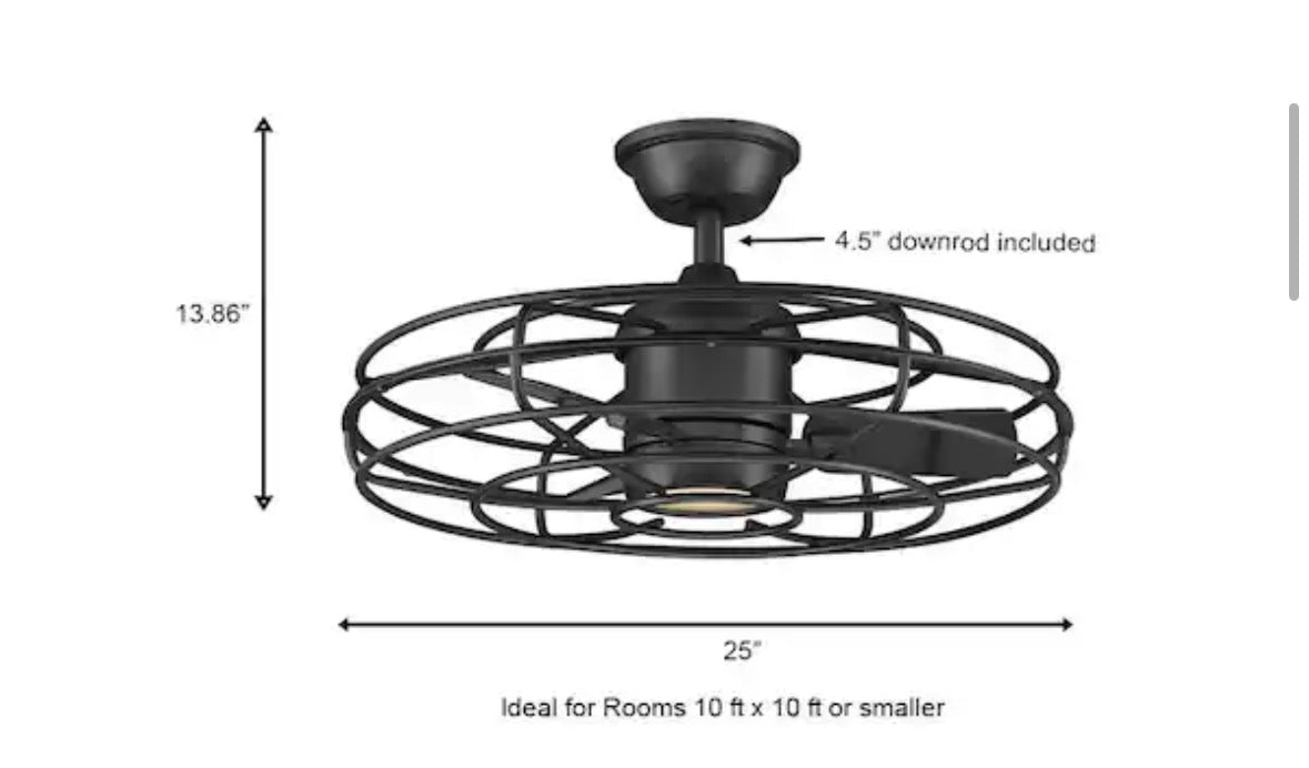 Heritage Point 25 in. Integrated LED Indoor/Covered Outdoor Matte Black Ceiling Fan with Light and Remote Control