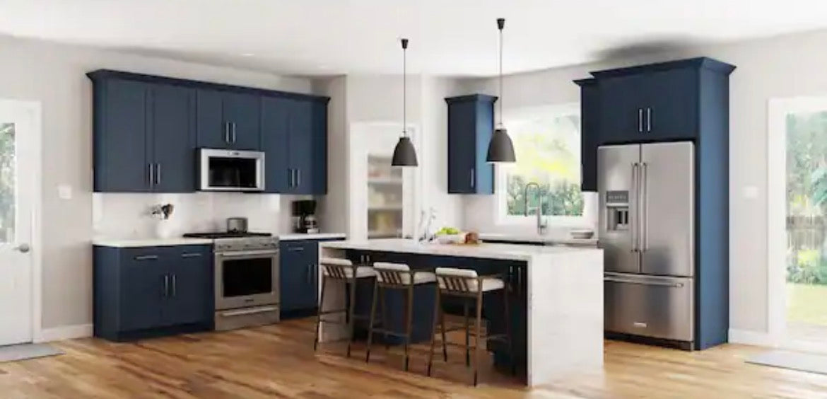 Richmond Valencia Blue Plywood Shaker Stock Ready to Assemble Wall Kitchen Cabinet Sft Cls 60 in W x 12 in D x 23 in H