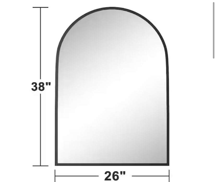 26 in. W x 38 in. H Arched Mirror for Bathroom Entryway Wall Decor Metal Frame Wall Mounted Mirror in Black 2-Pieces