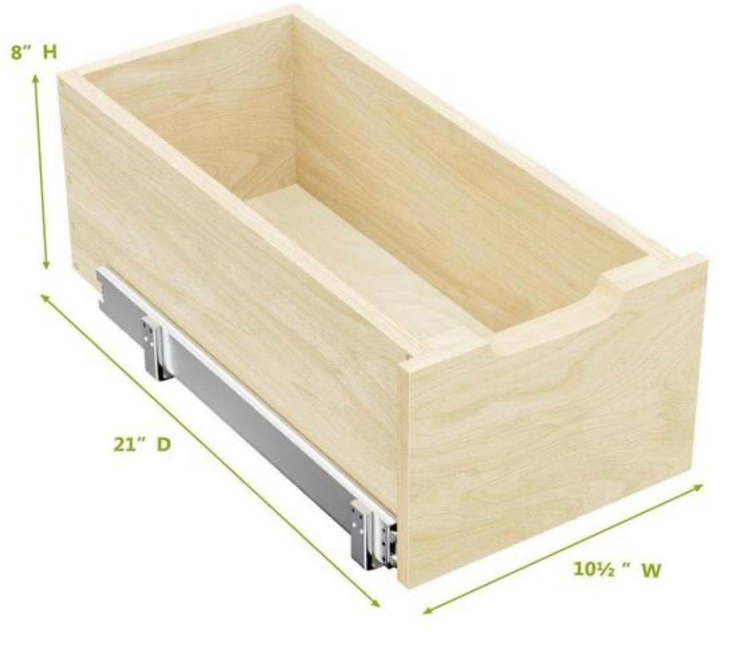 10.5 in. W Pull Out Cabinet Organizer 8 in. H Drawer with Full Extension Rail Slide Pull Out for Kitchen in Natural