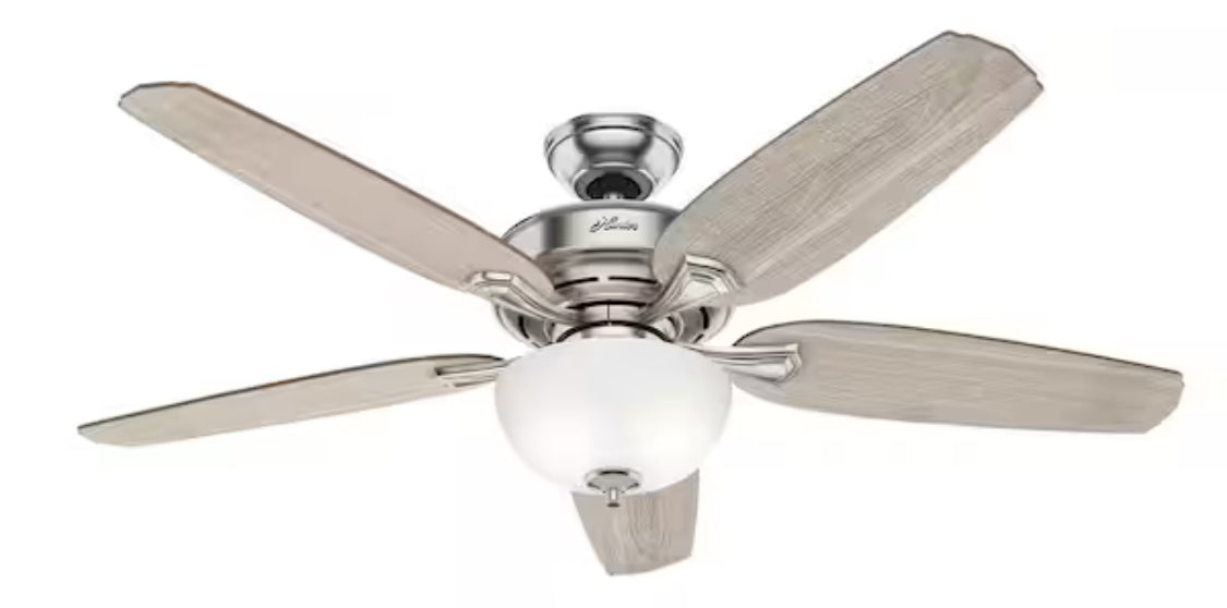 Channing 54 in. Hunter Express Indoor Brushed Nickel Ceiling Fan with Remote and Light Kit Included