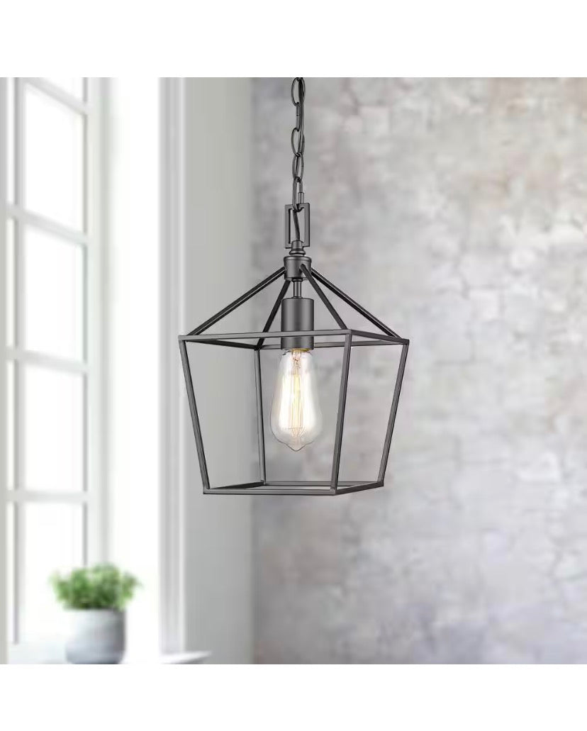 Weyburn 1-Light Bronze Farmhouse Mini Pendant Light Fixture with Caged Metal Shade