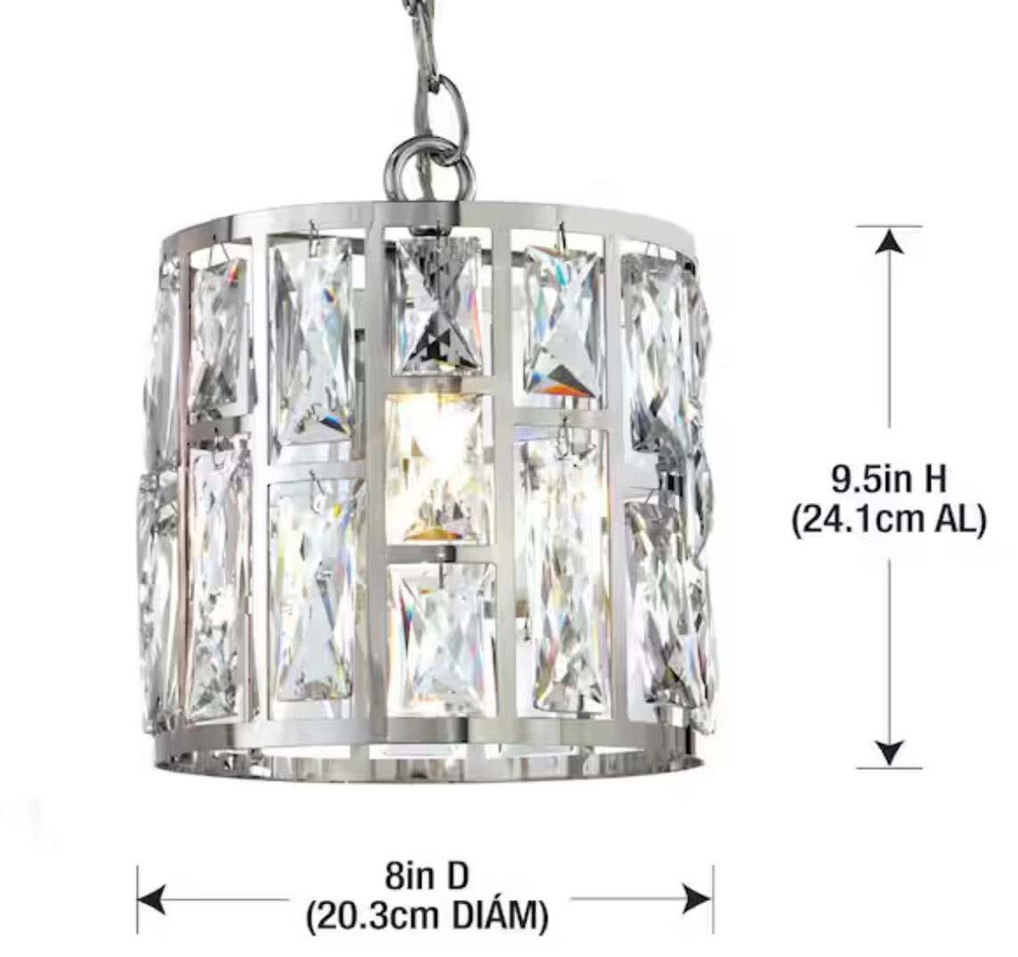 Kristella 1-Light Chrome Crystal Pendant Light