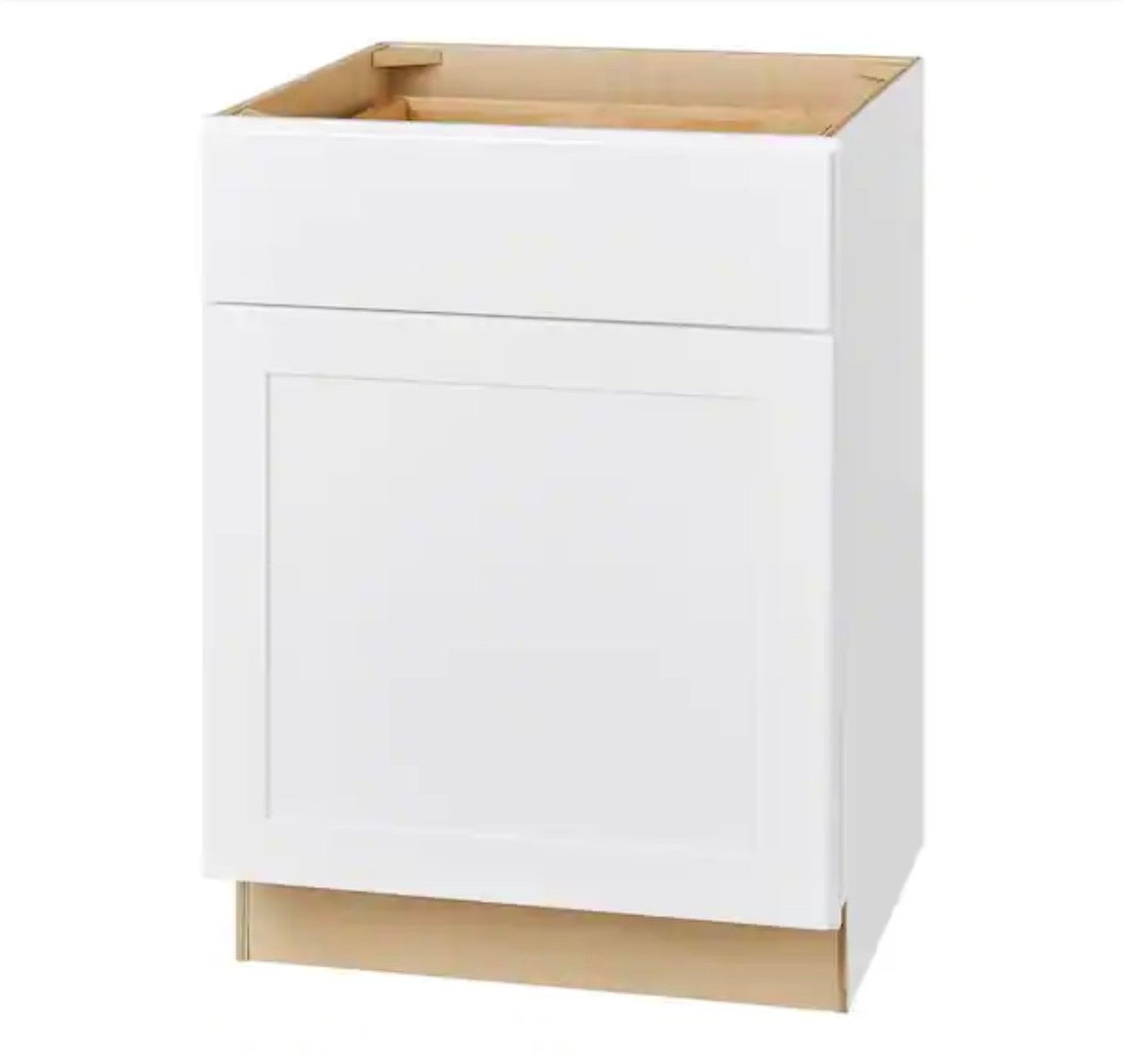 Avondale Shaker Alpine White Quick Assemble Plywood 24 in Base Kitchen Cabinet (24 in W x 24 in D x 34.5 in H)