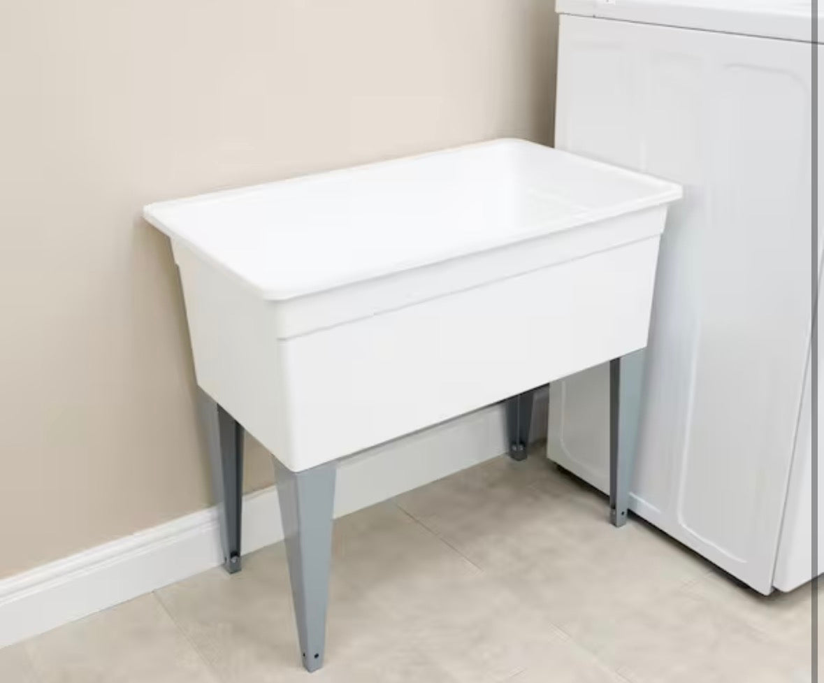 BigTub 40 in. x 24 in. x 33 in. Polypropylene Floor Mount Utility Tub in White