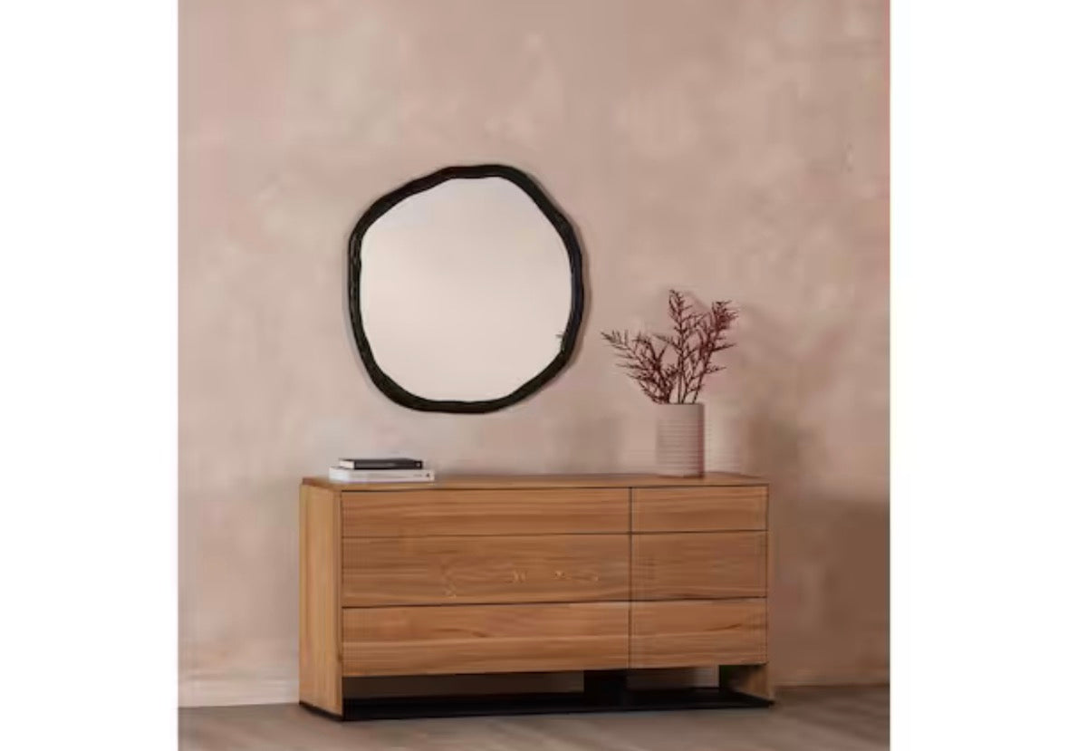 Calantha 36.5 in. W x 36.5 in. H Large Black Mirror - A Unique Fusion of Artistry and Functionality