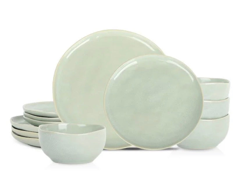 Mirella 12-Piece Light Green Stoneware Dinnerware Set (Service for 4)