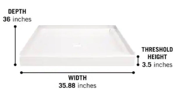 Classic 500 36 in. L x 36 in. W Alcove Shower Pan Base with Center Drain in High Gloss White