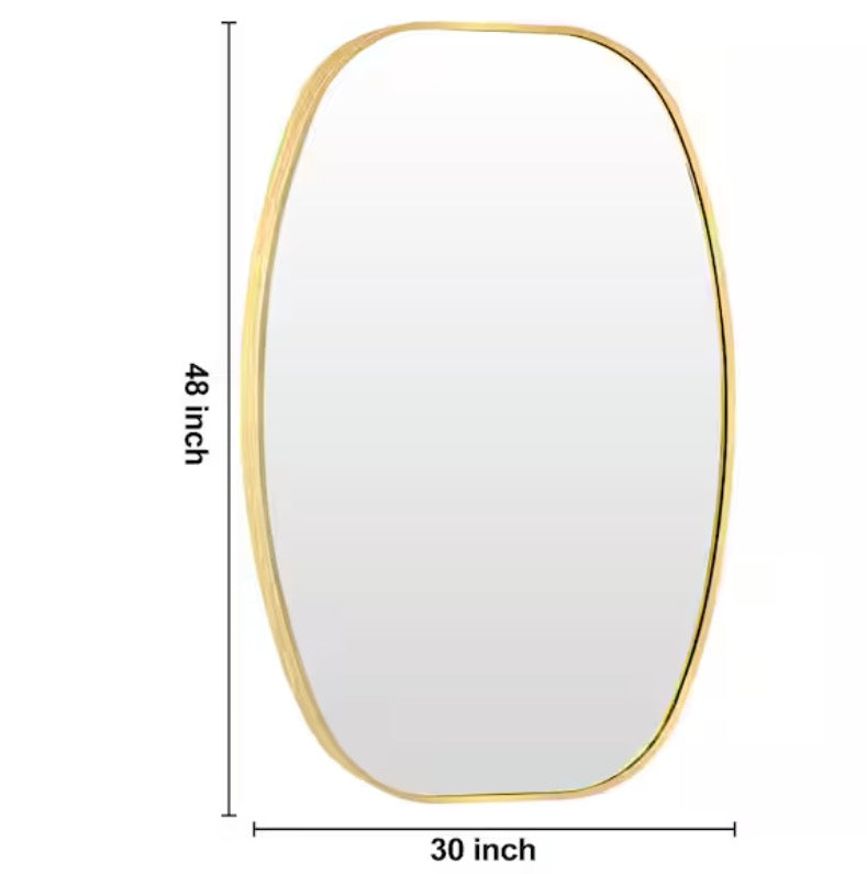 30 in. W x 48 in. H Gold Oval Wall Mounted Aluminum Alloy Bathroom Mirror Decorative Mirror