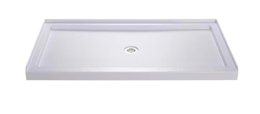 SlimLine 54 in. x 36 in. Single Threshold Alcove Shower Pan Base in White with Center Drain