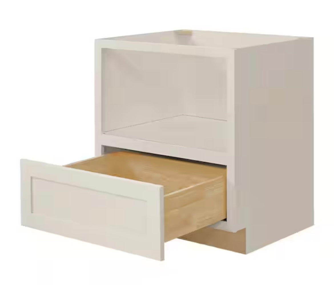 Avondale 30 in W x 24 in D x 34.5 in H Ready to Assemble Plywood Shaker Microwave Base Kitchen Cabinet in Antique White