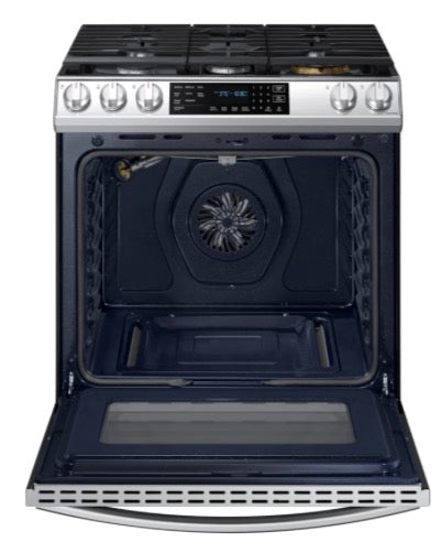 Samsung Smart WiFi 30-in 5 burners 6-cu ft Air Fry Convection Oven Slide-In Natural Gas Range ( Fingerprint Resistant Stainless Steel )