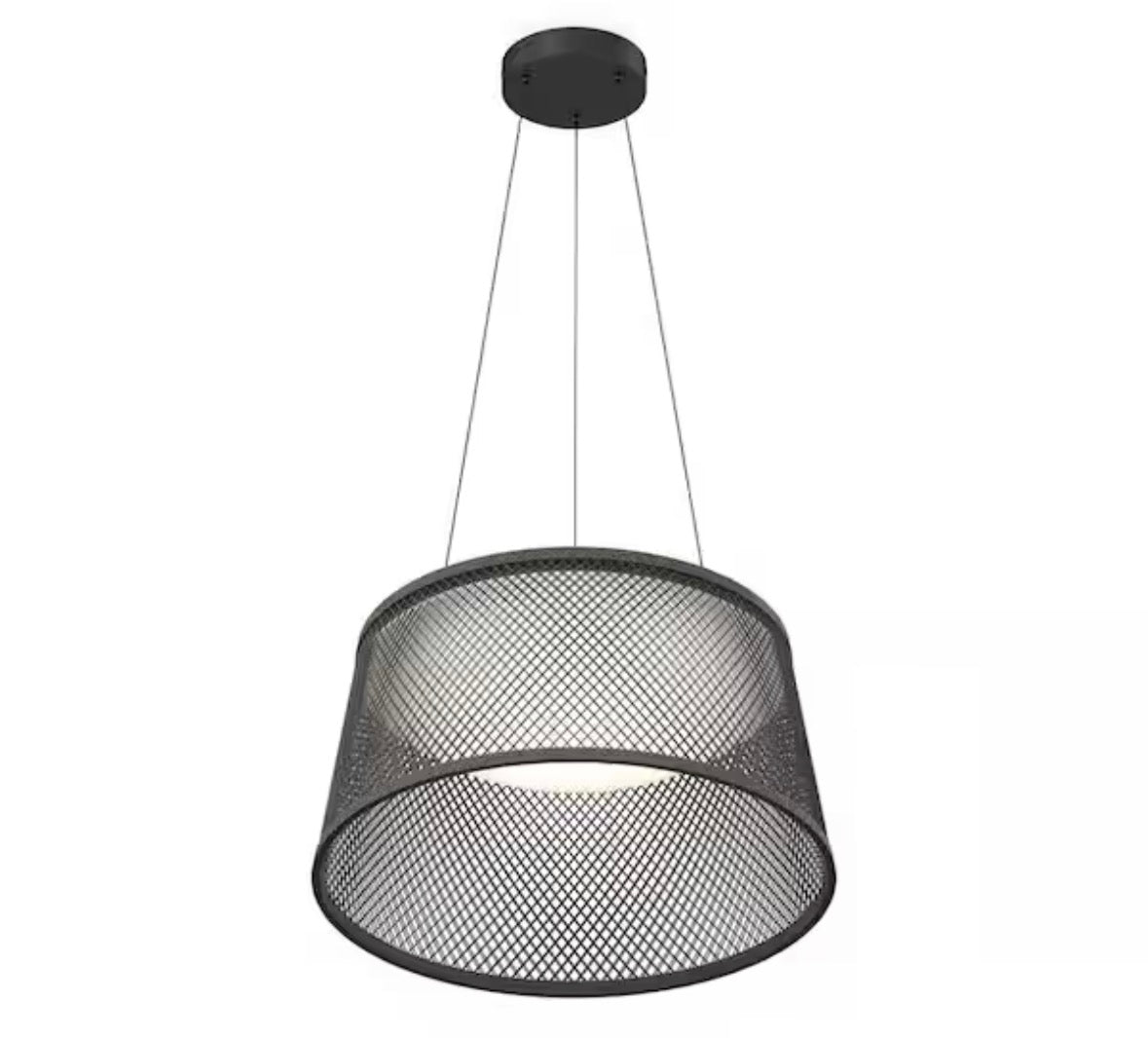 Adrian 23-Watt 1 Light Black Modern 3 CCT Integrated LED Pendant Light Fixture for Dining Room or Kitchen