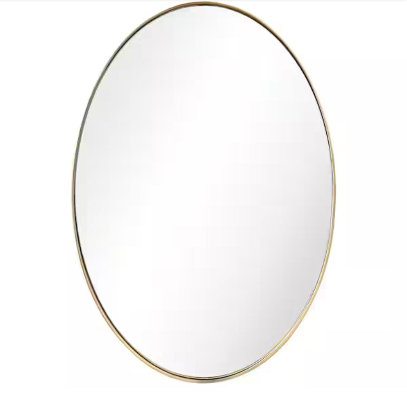 36 in. x 24 in. Ultra Oval Brushed Gold Stainless Steel Framed Wall Mirror