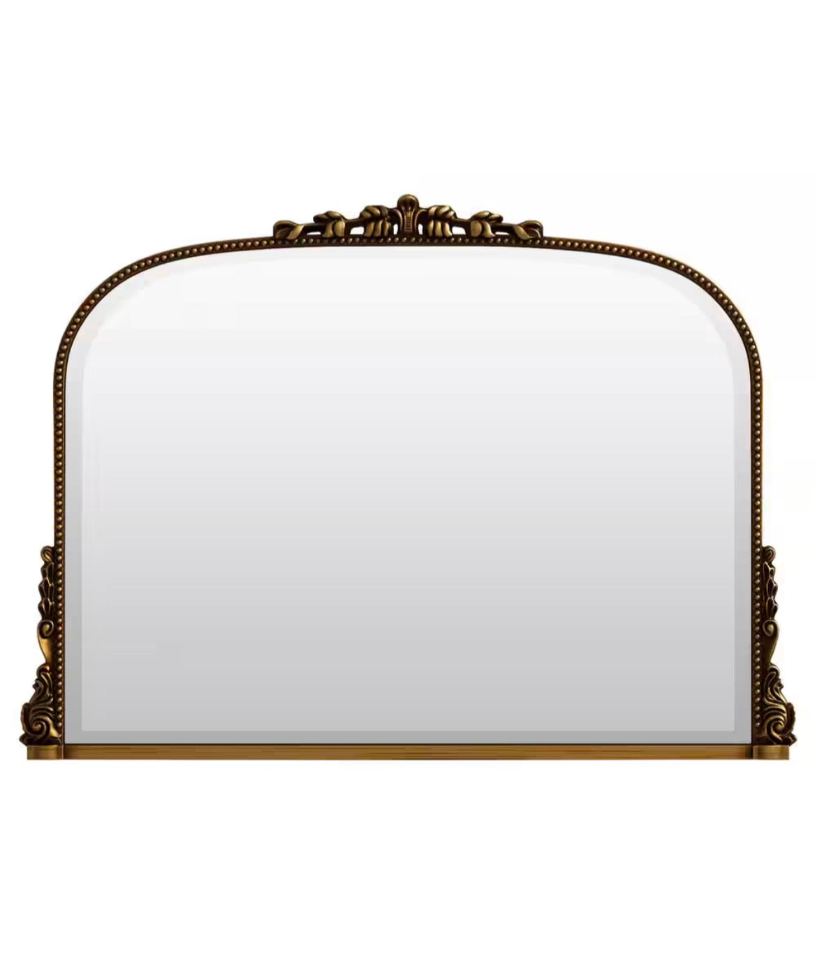 Antique Gold 44 in. W x 32 in. H Arched Polyurethane Framed with Decoration Antique Vanity Wall Mirror