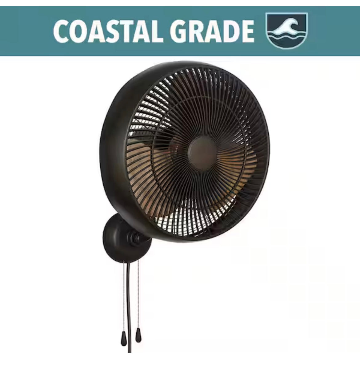 Henton 18 in. 3 Speed Oscillating High Velocity Flat Bronze Indoor/Outdoor Wall Mount Fan