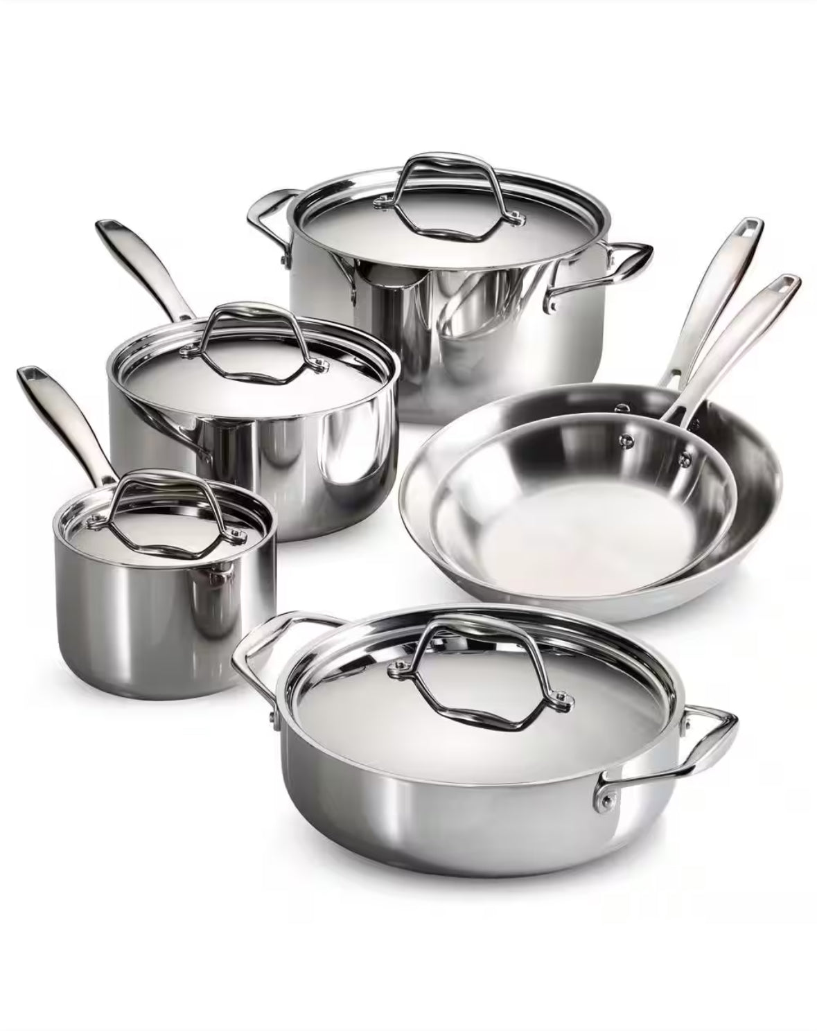 Signature Tri-Ply Clad 10-Piece Stainless Steel Cookware Set