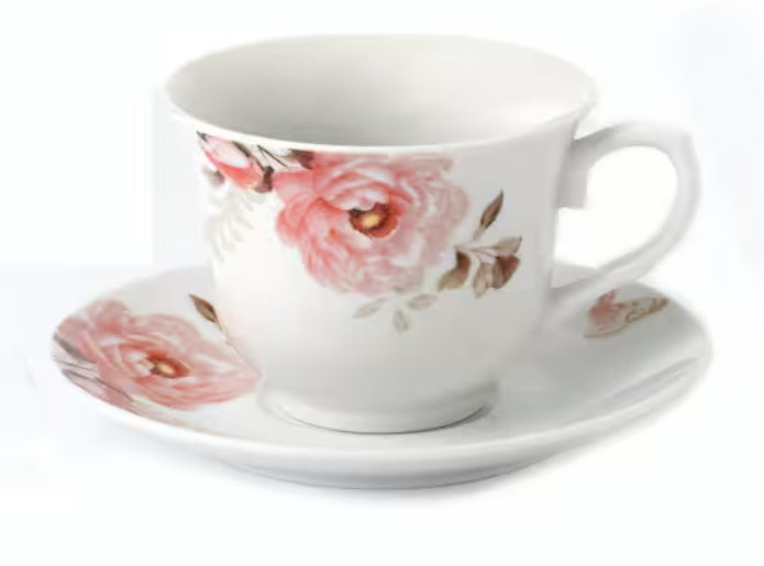 Porcelain Tea/Coffee Set-Service for 4 Pink Floral and Butterfly Design