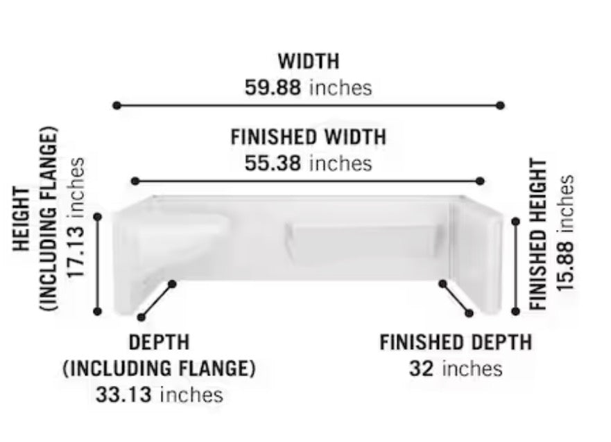 Classic 500 Left Seat 60 in. W x 17.13 in. H 3-Piece Direct-to-Stud Alcove Shower Wall Surround in High Gloss White