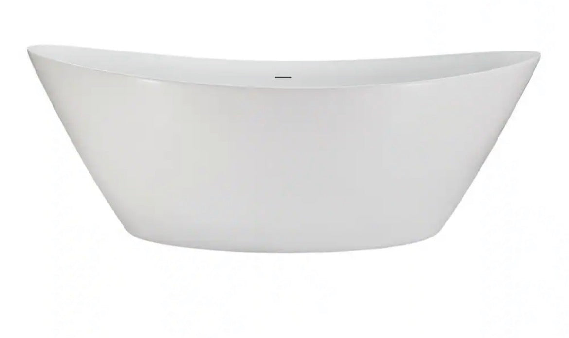 71 in. x 33 in. Acrylic Freestanding Soaking Bathtub in Glossy White with Polished Chrome Drain