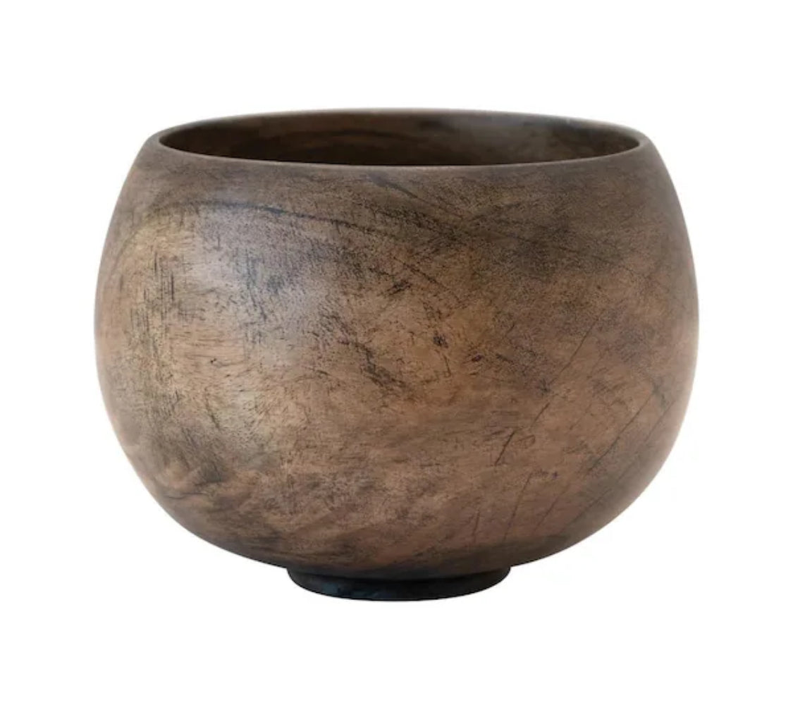 5 in. 57 oz. Walnut Stained Finish Mango Wood Bowl