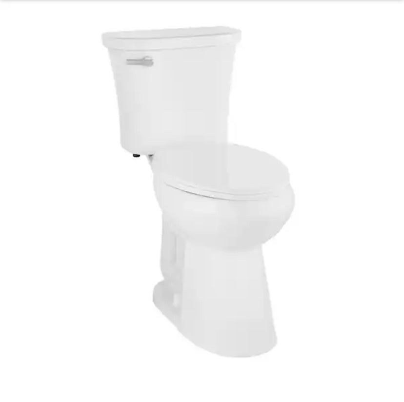 Power Flush 2-Piece 1.28 GPF Single Flush Extra Tall Elongated Toilet in White with Slow-Close Seat Included