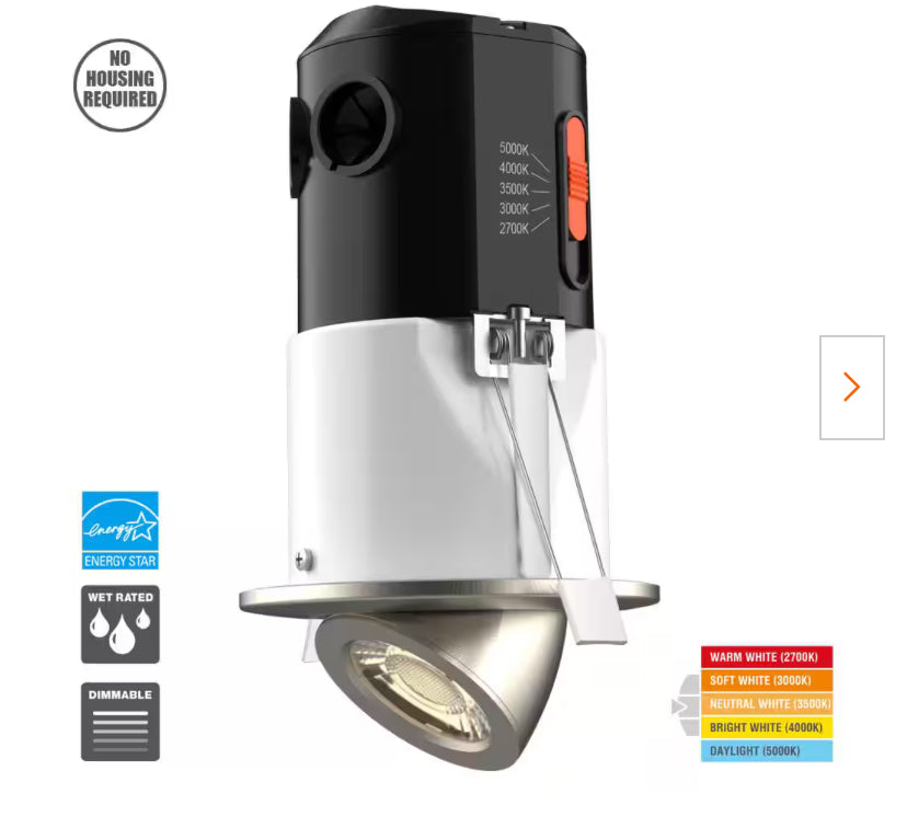 Premium Downlight 3 in. 2700K - 5000K White New Construction/Remodel Recessed Integrated LED Gimbal Kit