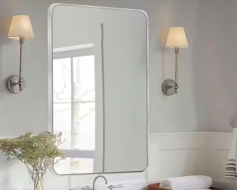 30 in. W x 40.2 in. H Rectangular Aluminum Frame Square Silver Wall Mirror