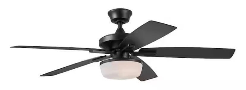 Gazebo IV 52 in. Indoor/Outdoor Matte Black Downrod Mount Ceiling Fan with Remote and Light Kit with 2-Bulbs. Included