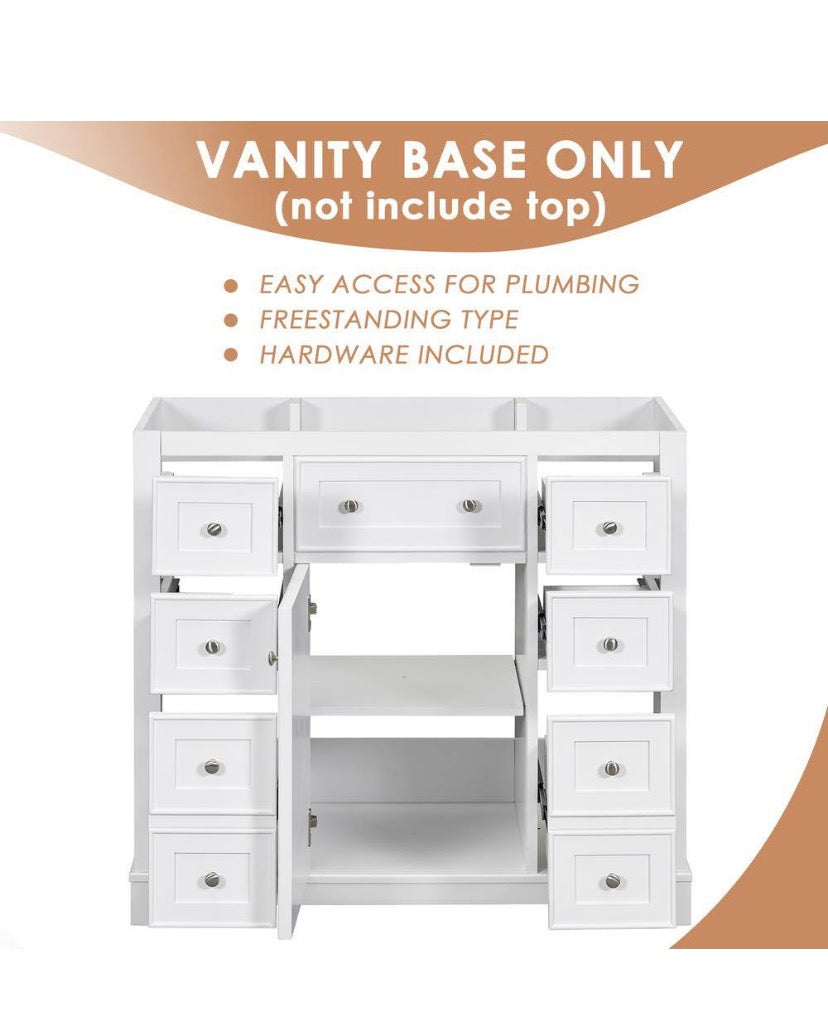 35.60 in. W x 17.90 in. D x 33.40 in. H Bath Vanity Cabinet without Top in White