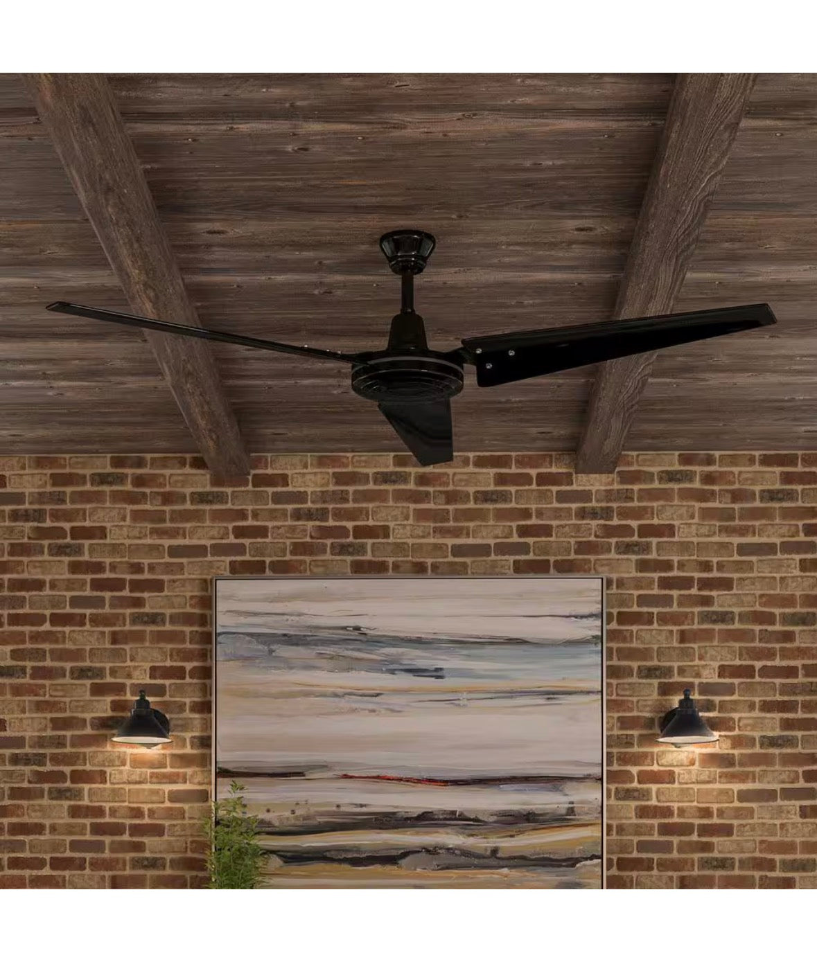 Industrial 60 in. Indoor/Outdoor Black Ceiling Fan with Wall Control, Downrod and Powerful Reversible Motor